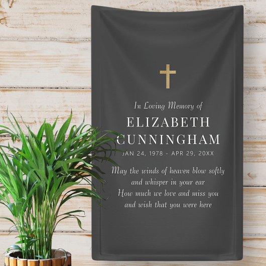 In Love Memory Memorial Modern Simple Cross Banner