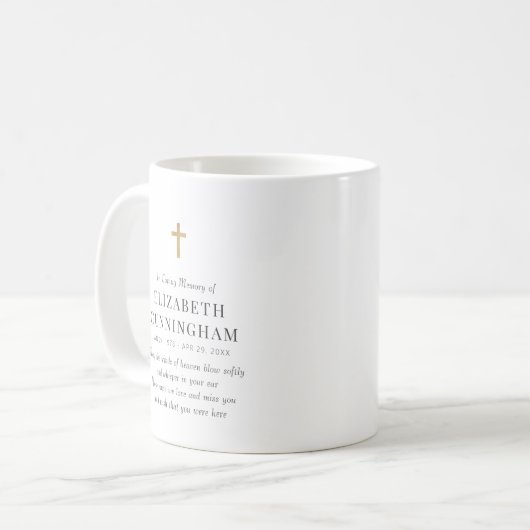 In Love Memory Memorial Modern Simple Cross Kaffeetasse (Vorderseite Links)