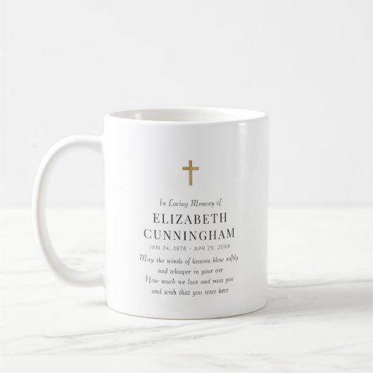 In Love Memory Memorial Modern Simple Cross Kaffeetasse (Links)