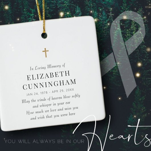 In Love Memory Memorial Modern Simple Cross Keramikornament