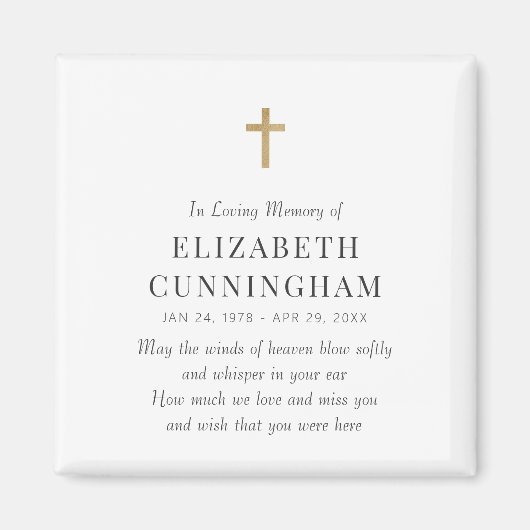 In Love Memory Memorial Modern Simple Cross Magnet (Vorne)
