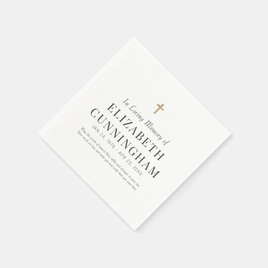 In Love Memory Memorial Modern Simple Cross Serviette (Ecke)