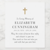 In Love Memory Memorial Modern Simple Cross Weinetikett (Einzelnes Label)