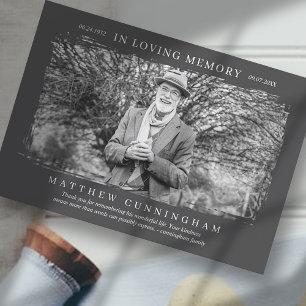 In Love Memory Memorial Modern Simple Foto Dankeskarte
