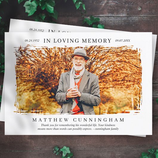 In Love Memory Memorial Modern Simple Foto Dankeskarte