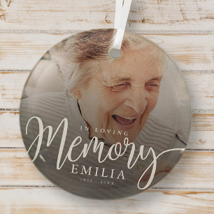 In Love Memory Memorial Modern Simple Foto Ornament Aus Glas