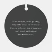 In Love Memory Memorial Modern Simple Foto Ornament Aus Metall (Rückseite)