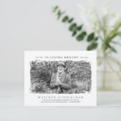 In Love Memory Memorial Modern Simple Foto Postkarte (Stehend Vorderseite)