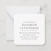 In Love Memory Memorial Modern Simple Mitteilungskarte (Vorderseite)