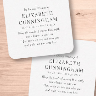 In Love Memory Memorial Modern Simple Mitteilungskarte