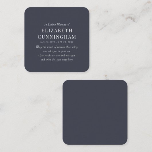 In Love Memory Memorial Modern Simple Mitteilungskarte (Vorne/Hinten)