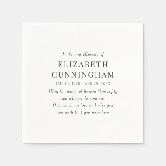 In Love Memory Memorial Modern Simple Serviette (Vorderseite)