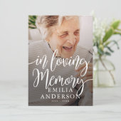 In Love Memory Memorial Moderne einfache Foto-Kart (Stehend Vorderseite)