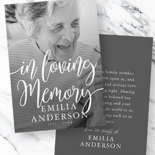 In Love Memory Memorial Moderne einfache Foto-Kart