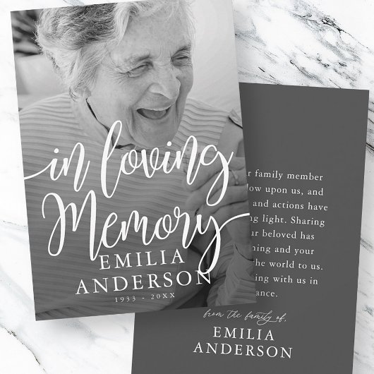 In Love Memory Memorial Moderne einfache Foto-Kart