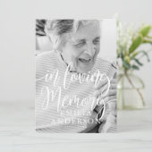 In Love Memory Memorial Moderne einfache Foto-Kart (Stehend Vorderseite)