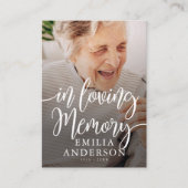 In Love Memory Memorial Moderne einfache Foto-Kart Visitenkarte (Vorderseite)