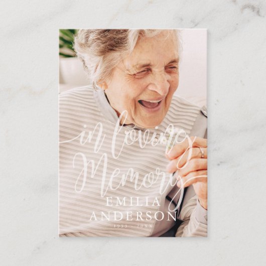 In Love Memory Memorial Moderne einfache Foto-Kart Visitenkarte (Vorderseite)