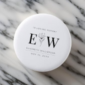In Love Memory Memorial Moderne Monogram Foliage Button