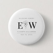In Love Memory Memorial Moderne Monogram Foliage Button (Vorderseite)