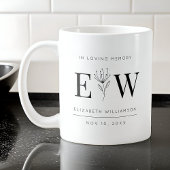 In Love Memory Memorial Moderne Monogram Foliage Kaffeetasse