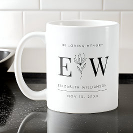 In Love Memory Memorial Moderne Monogram Foliage Kaffeetasse