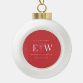 In Love Memory Memorial Moderne Monogram Foliage Keramik Kugel-Ornament (Vorderseite)