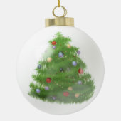 In Love Memory Memorial Moderne Monogram Foliage Keramik Kugel-Ornament (Rückseite)