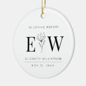In Love Memory Memorial Moderne Monogram Foliage Keramik Ornament (Links)