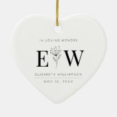 In Love Memory Memorial Moderne Monogram Foliage Keramik Ornament (Hinten)