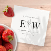 In Love Memory Memorial Moderne Monogram Foliage Serviette