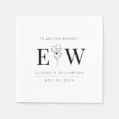 In Love Memory Memorial Moderne Monogram Foliage Serviette (Vorderseite)