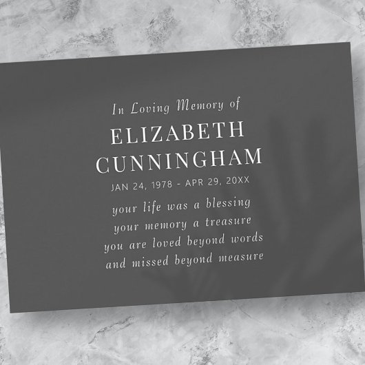 In Love Memory Memorial Modernes einfaches Angebot Ankündigung