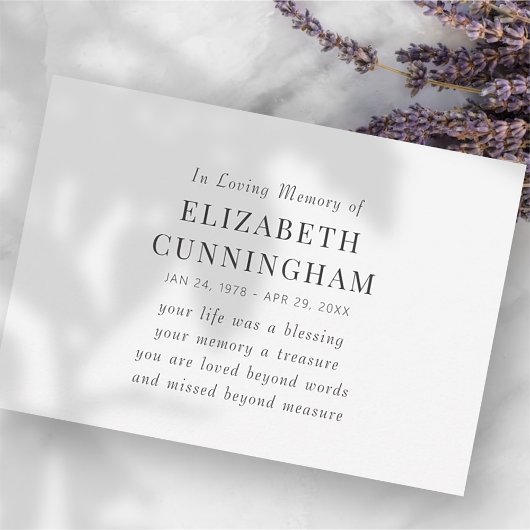 In Love Memory Memorial Modernes einfaches Angebot Ankündigung