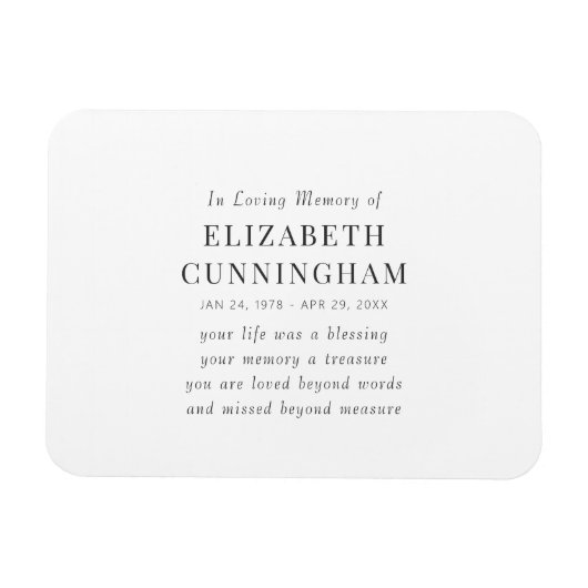 In Love Memory Memorial Modernes einfaches Angebot Magnet (Horizontal)