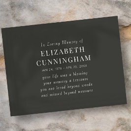 In Love Memory Memorial Modernes einfaches Angebot Postkarte