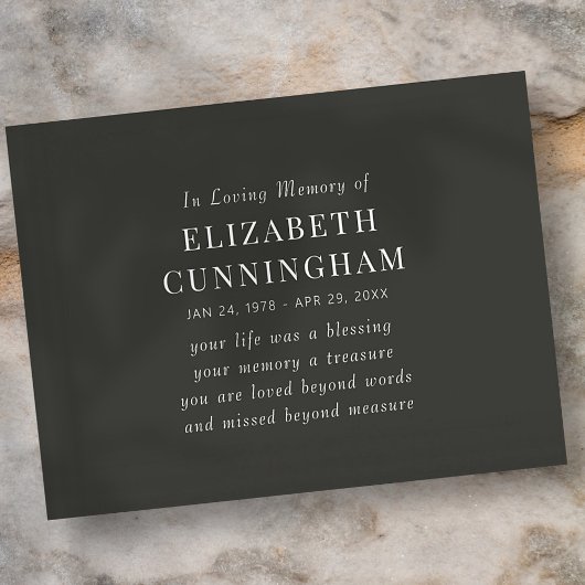 In Love Memory Memorial Modernes einfaches Angebot Postkarte