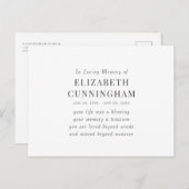 In Love Memory Memorial Modernes einfaches Angebot Postkarte (Vorne/Hinten)