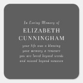 In Love Memory Memorial Modernes einfaches Angebot Quadratischer Aufkleber (Vorderseite)