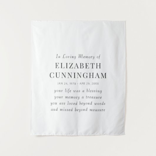 In Love Memory Memorial Modernes einfaches Angebot Wandteppich (Vorderseite)