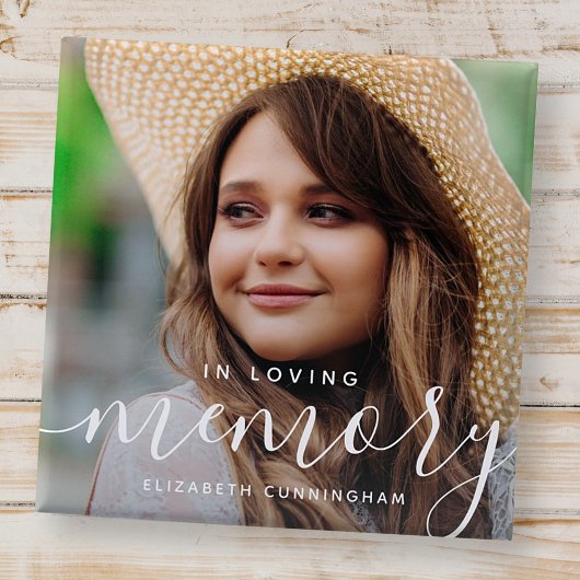 In Love Memory Memorial Modernes elegantes Foto Button