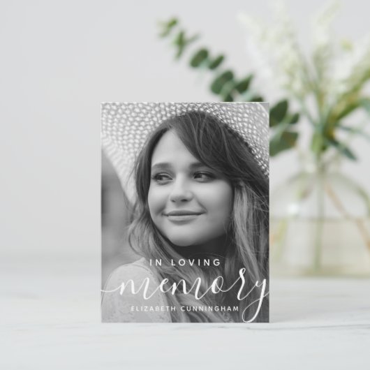 In Love Memory Memorial Modernes elegantes Foto Postkarte (Stehend Vorderseite)