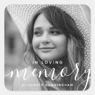 In Love Memory Memorial Modernes elegantes Foto Quadratischer Aufkleber