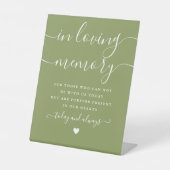 In Love Memory Memorial Moss Green Wedding Sockelschild (Vorderseite)