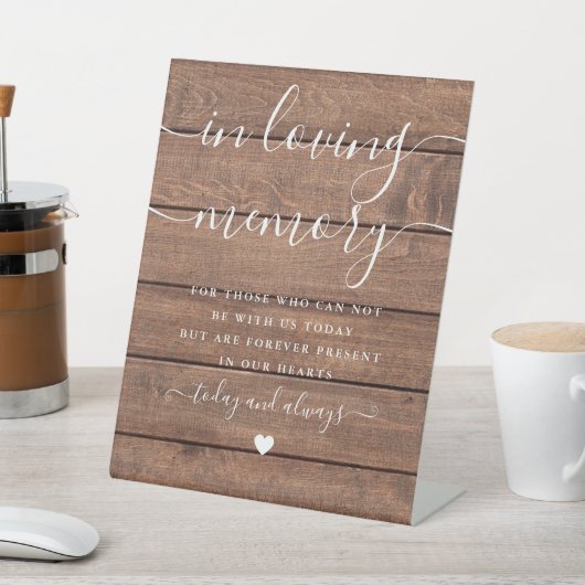 In Love Memory Memorial Rustic Barn Wood Hochzeit Sockelschild (In SItu)