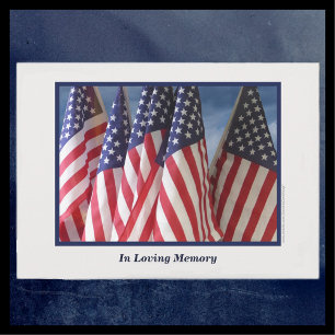 In Love Memory, Memorial Service, American Flags Einladung