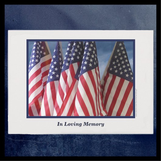 In Love Memory, Memorial Service, American Flags Einladung