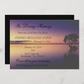 In Love Memory Memorial Service Sunset Lake Einladung (Vorne/Hinten)