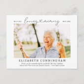 In Love Memory Memorial Simple Modern Foto Postkarte (Vorderseite)