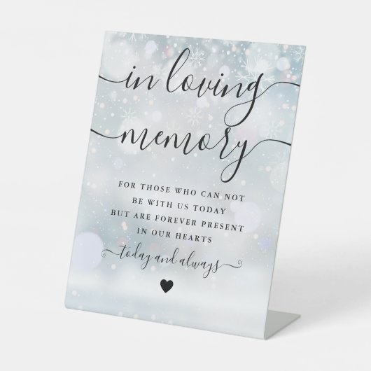 In Love Memory Memorial Winter Wedding Sockelschild (Vorderseite)